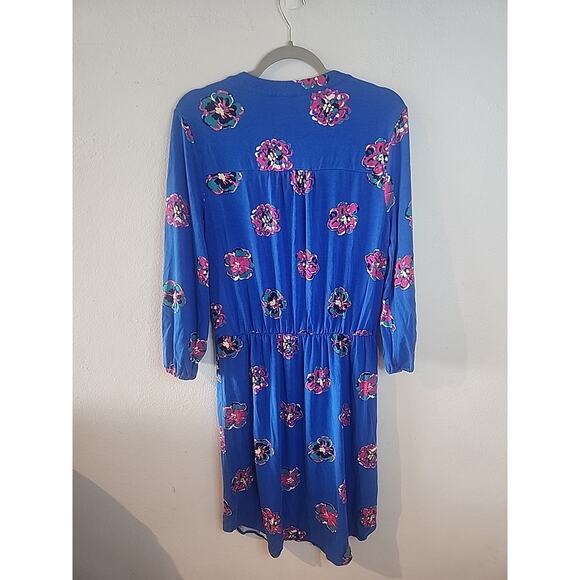 Lilly Pulitzer Beckett Floral Dress Royce Blue Preppy Size Large - Picture 6 of 6